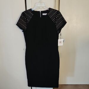 Elegant Black Dress with Studded Shoulders